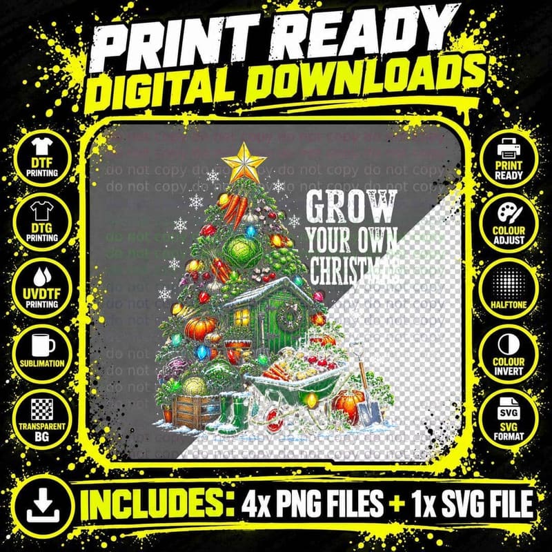 Allotment Christmas Vegetable Garden Grow Your Own Png SVG Digital Bundle