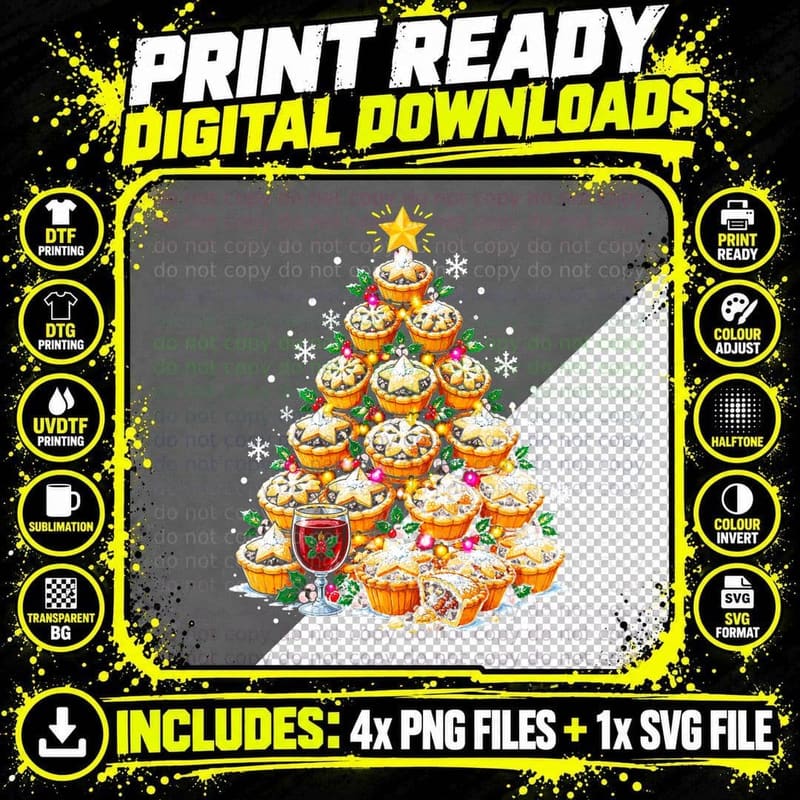 British Mince Pie Christmas Bakery Festive Dessert Png SVG Digital Bundle