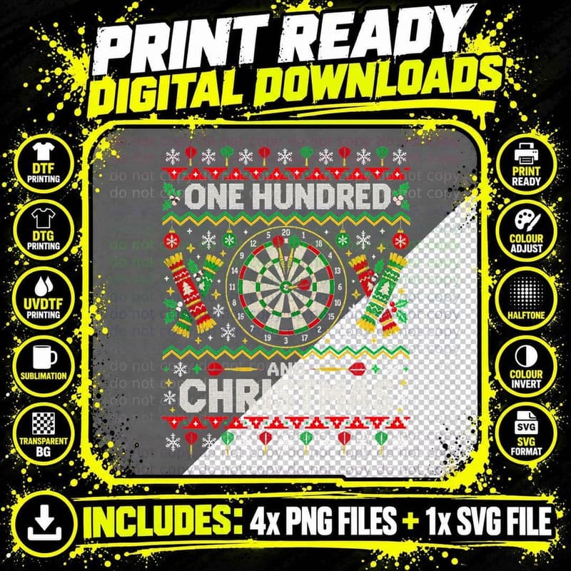 Darts Christmas Ugly Sweater Funny Dart Player Pub Darts Png SVG Digital Bundle