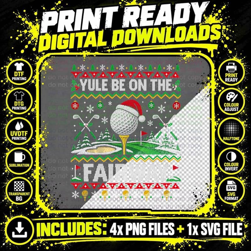 Golf Christmas Ugly Sweater Funny Golfer Fairway Golfing Png SVG Digital Bundle