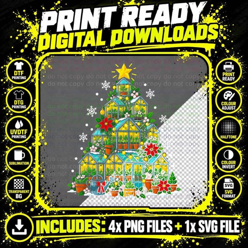 Greenhouse Christmas Plant Lover Seedling Garden Cute Png SVG Digital Bundle