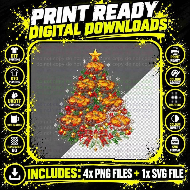 Lancashire Hotpot Christmas Tree British Pie and Stew Png SVG Digital Bundle