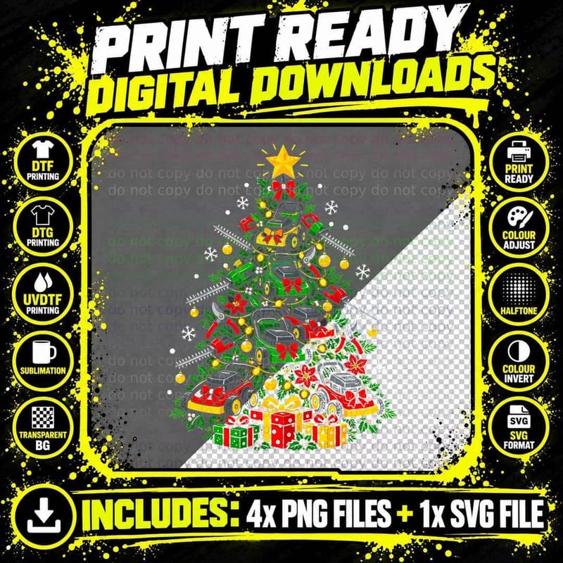 Landscaper Christmas Tree Gardener Garden Tools Lawn Png SVG Digital Bundle