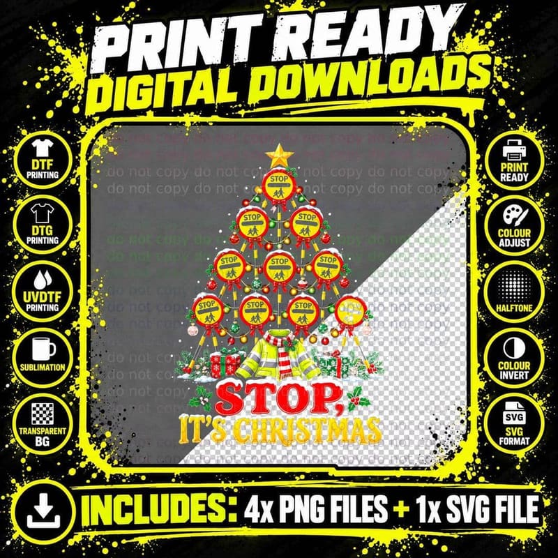 Lollipop Lady Christmas Tree Stop Its Christmas School Png SVG Digital Bundle