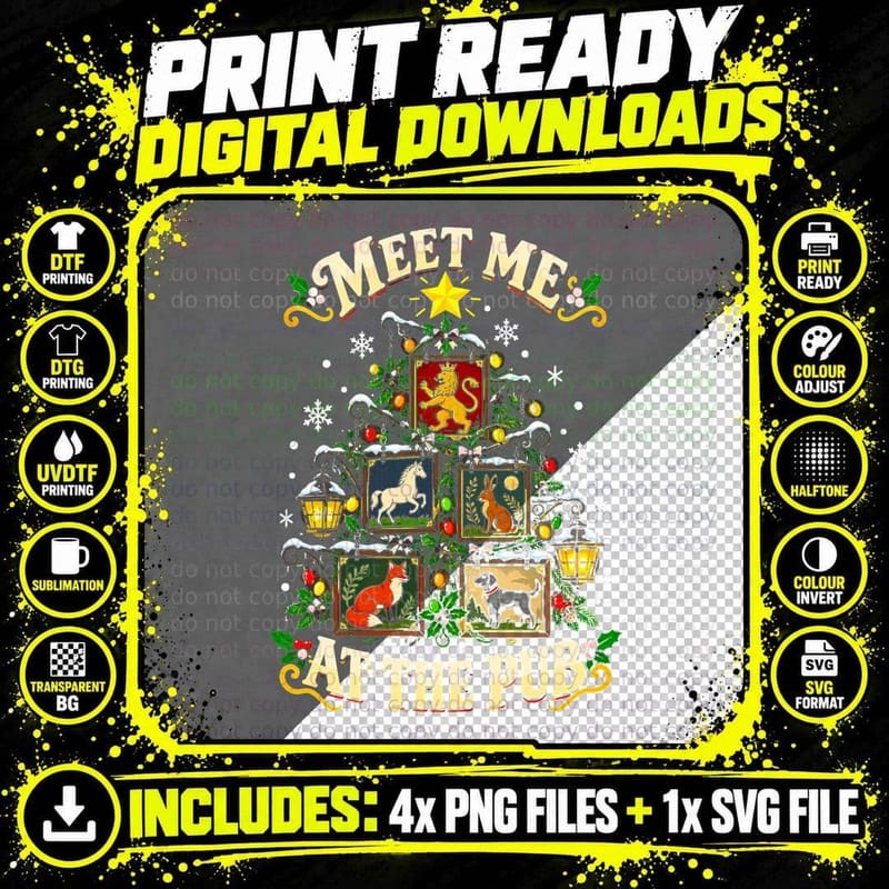 Meet Me at the Pub Christmas Tree Pub Sign Beer Lover Png SVG Digital Bundle