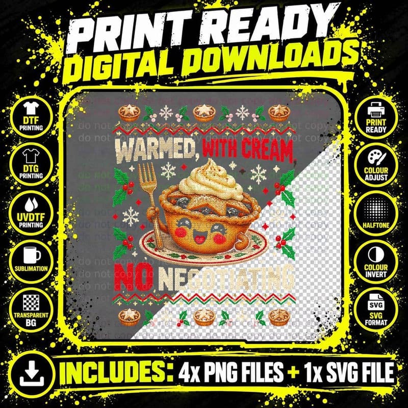 Mince Pie Clotted Cream Warmed With Cream No Negotiating Png SVG Digital Bundle