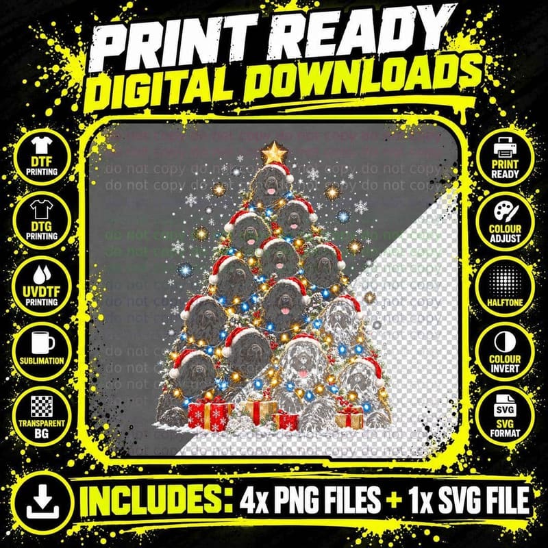 Newfoundland Christmas Newfie Dog Santa Hat Winter Png SVG Digital Bundle