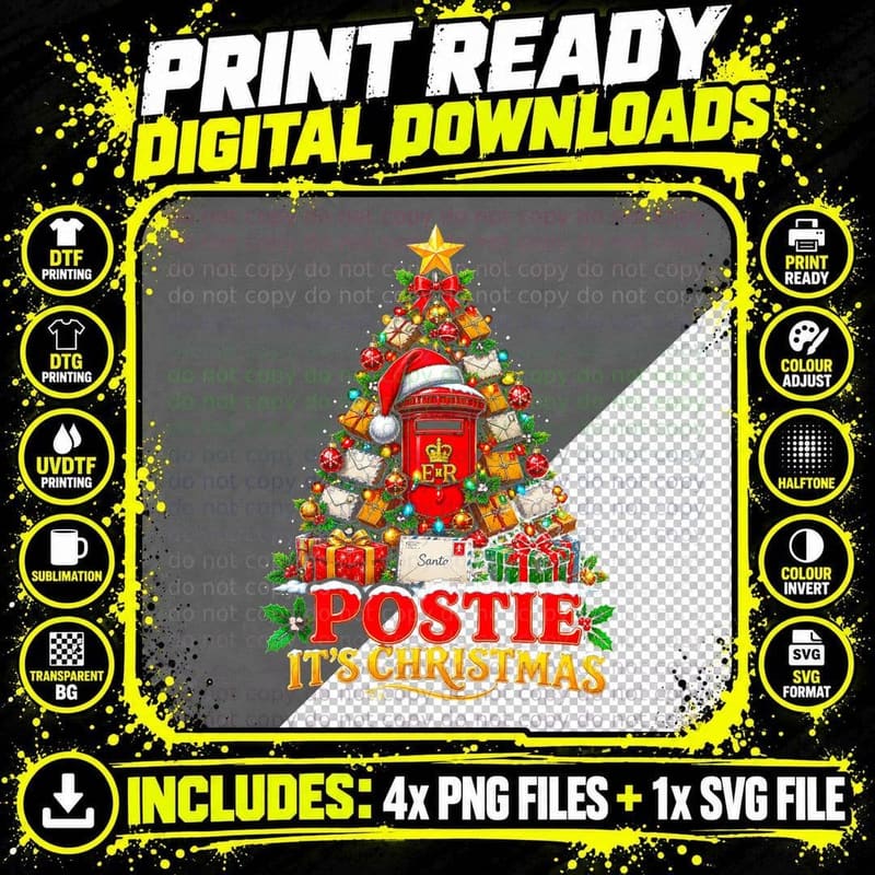 Postie Christmas Tree Its Christmas Postman Postwoman Png SVG Digital Bundle