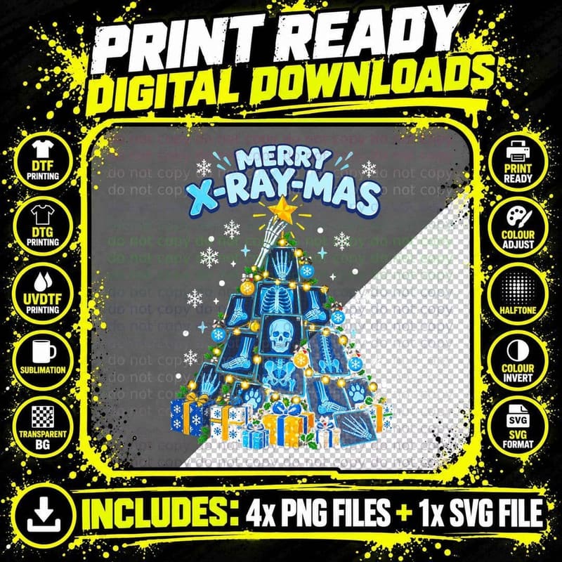 Radiographer Christmas Tree Merry X-Ray-Mas X Rays Png SVG Digital Bundle