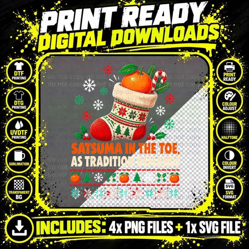 Satsuma Christmas Ugly Sweater British Stocking Filler Png SVG Digital Bundle