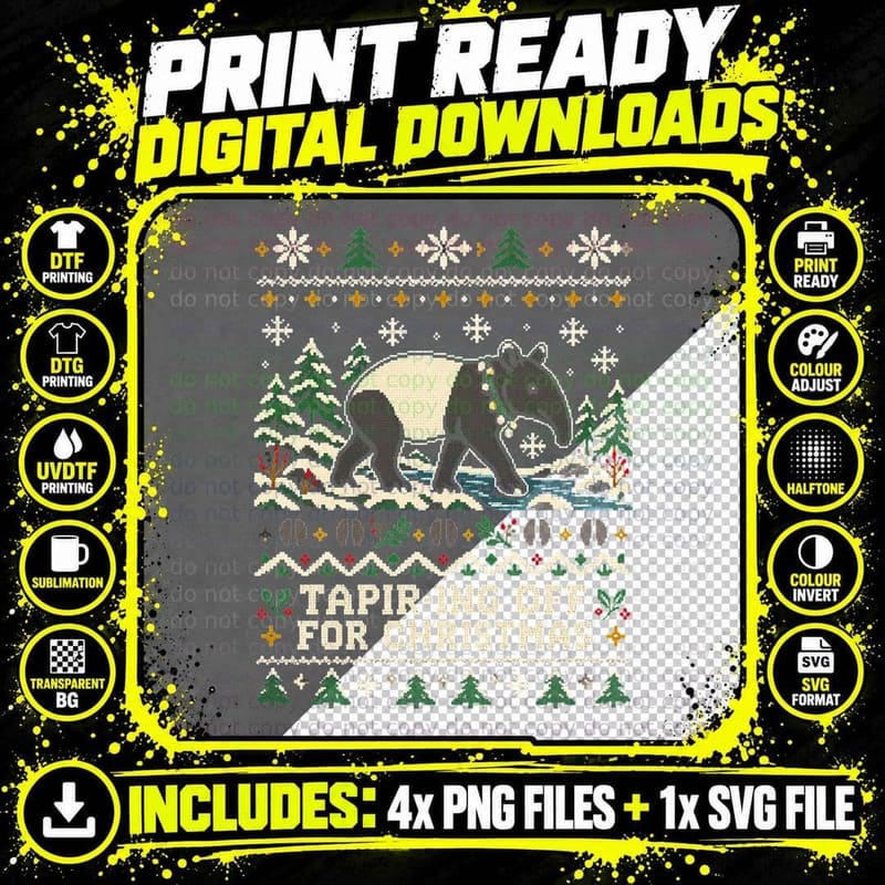 Tapir Ing Off For Christmas Tapir Snowy River Ugly Png SVG Digital Bundle