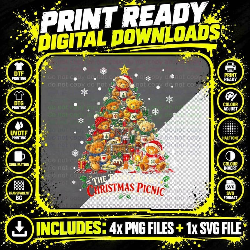 Teddy Bear Christmas Tree The Teddy Bears Christmas Png SVG Digital Bundle
