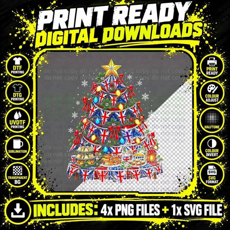 Union Jack Bunting British Street Party Christmas Png SVG Digital Bundle