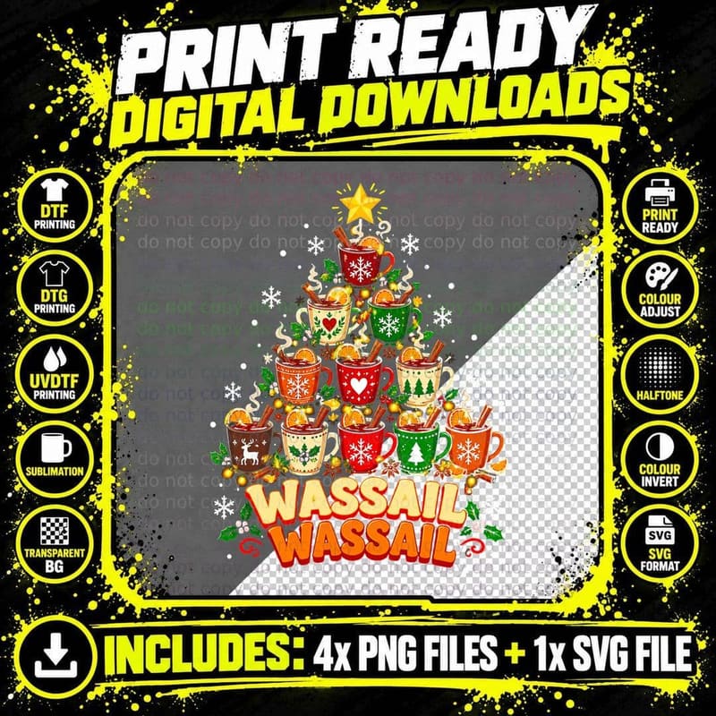Wassail Wassail Mulled Cider Christmas British Drink Png SVG Digital Bundle