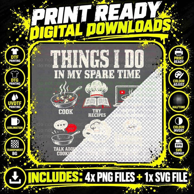 Funny Cooking Lover Chef Kitchen Hobby Cook Gift Retro Png SVG Digital Bundle