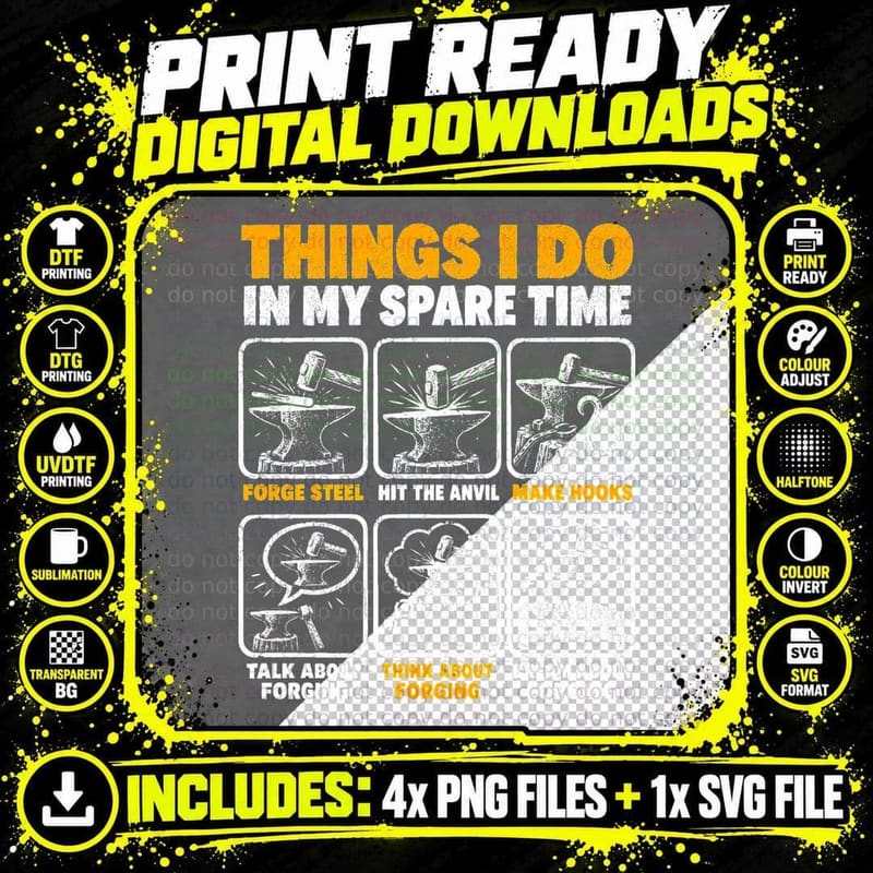 Things I Do in My Spare Time Blacksmithing Funny Png SVG Digital Bundle