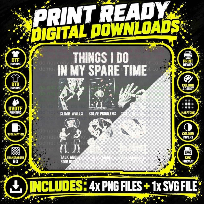 Things I Do in My Spare Time Bouldering Funny Rock Png SVG Digital Bundle