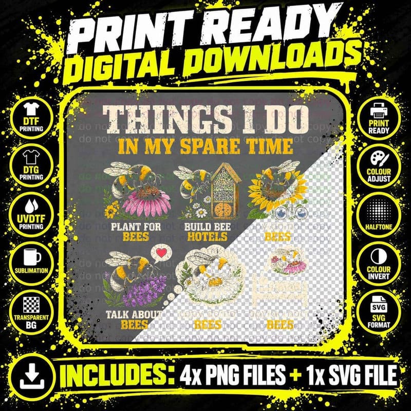 Things I Do in My Spare Time Bumblebee Lover Vintage Bee Png SVG Digital Bundle