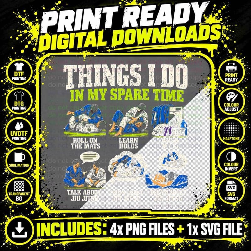 Things I Do in My Spare Time Jiu Jitsu Funny Bjj Png SVG Digital Bundle