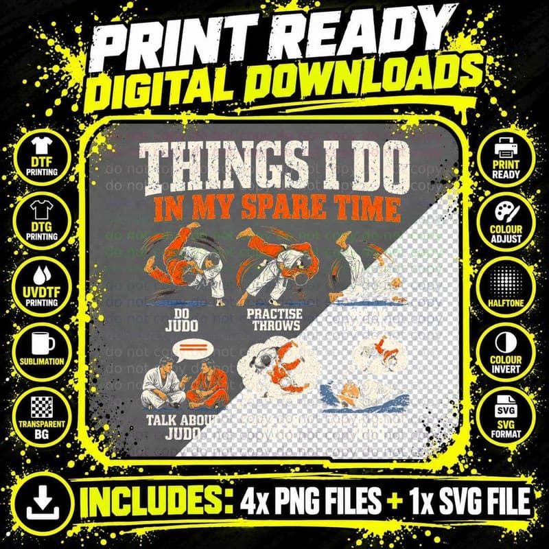 Things I Do in My Spare Time Judo Funny Judoka Martial Png SVG Digital Bundle