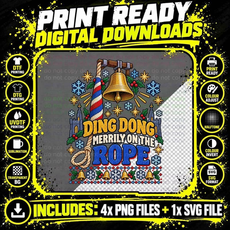 Bell Ringing Christmas Ugly Sweater Church Bells Png SVG Digital Bundle