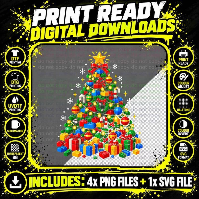 Building Blocks Christmas Brick Builder Toy Lover Png SVG Digital Bundle