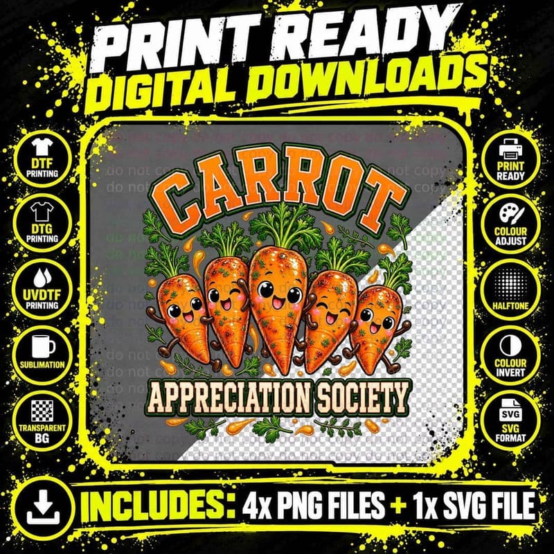 Carrot Appreciation Society Cute Honey Glazed Roast Png SVG Digital Bundle