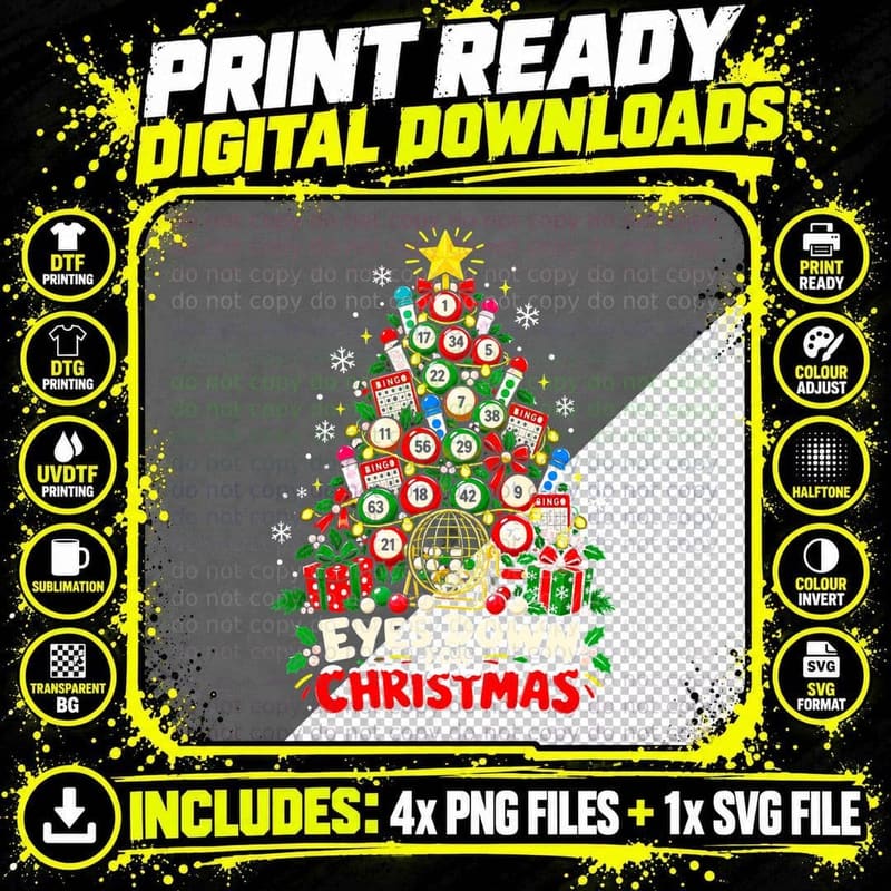 Christmas Bingo Funny Bingo Lover Holiday Party Fun Png SVG Digital Bundle