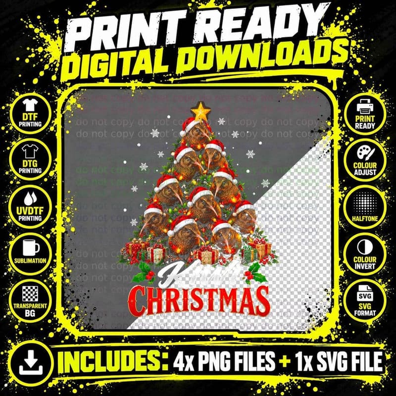 Cute Funny Kiwi Christmas New Zealand Bird Lover Holiday Png SVG Digital Bundle