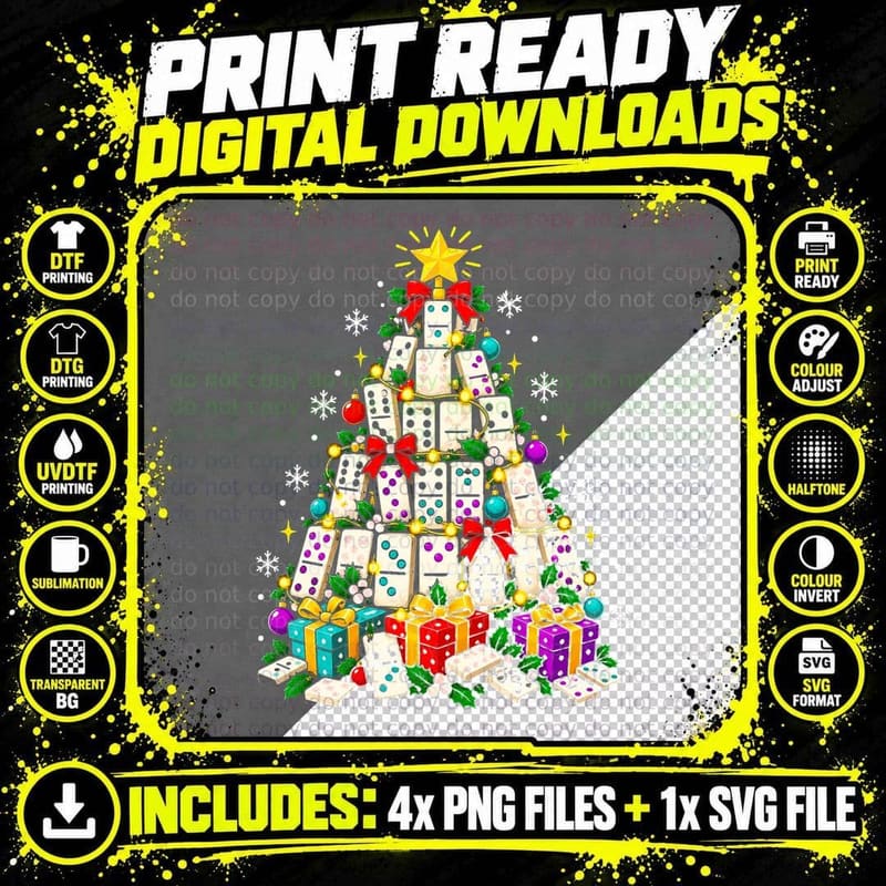 Dominoes Christmas T-Shirt Domino Player Holiday Game Png SVG Digital Bundle