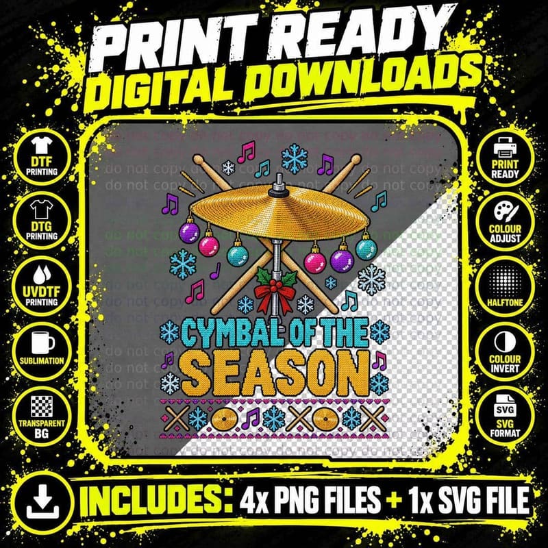 Drummer Christmas Ugly Sweater Music Lover Funny Drum Png SVG Digital Bundle