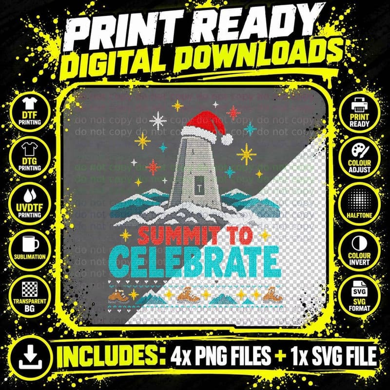 Lighthouse Christmas Ugly Sweater Summit To Celebrate Png SVG Digital Bundle
