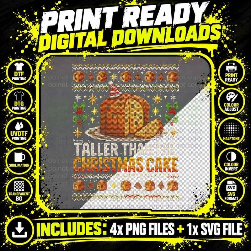 Panettone Ugly Christmas Sweater Italian Christmas Cake Png SVG Digital Bundle