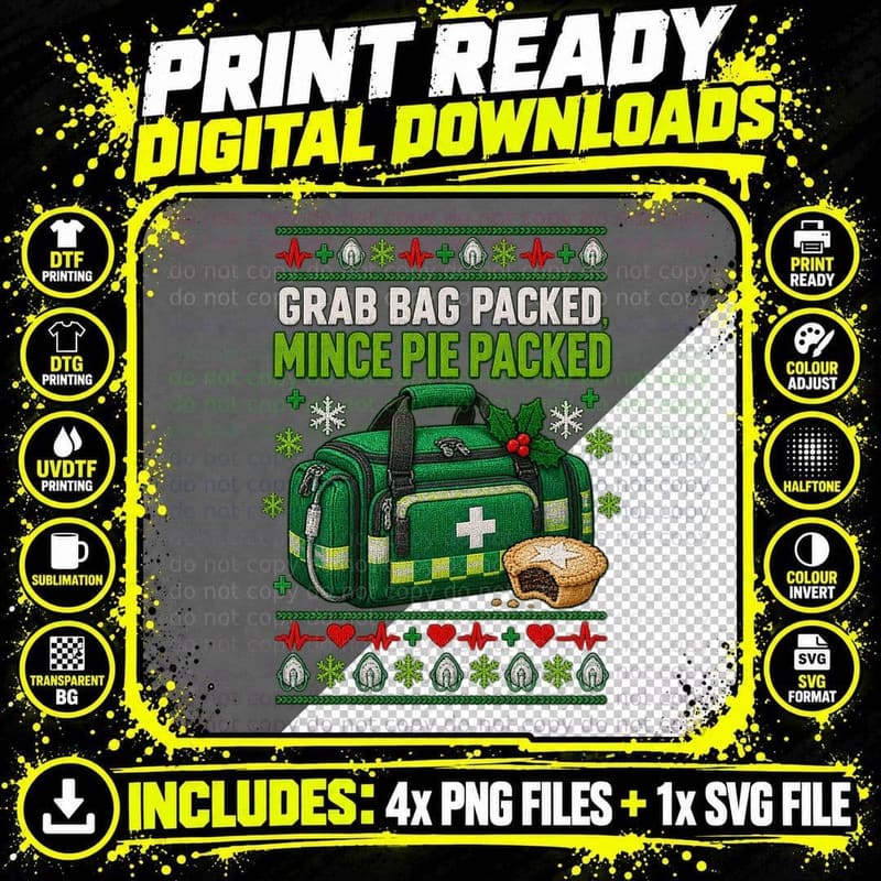 Paramedic Christmas Ugly Sweater Grab Bag Emergency Crew Png SVG Digital Bundle