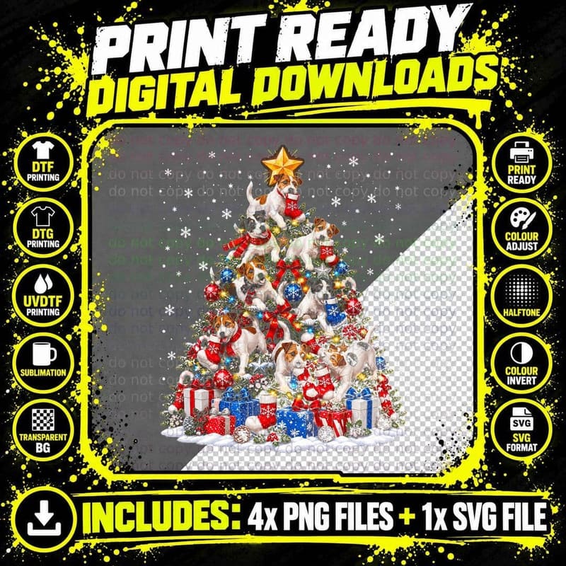 Parson Russell Terrier Christmas Funny Stocking Cute Png SVG Digital Bundle