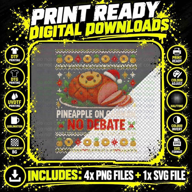 Pineapple Gammon Ugly Christmas Sweater British Png SVG Digital Bundle