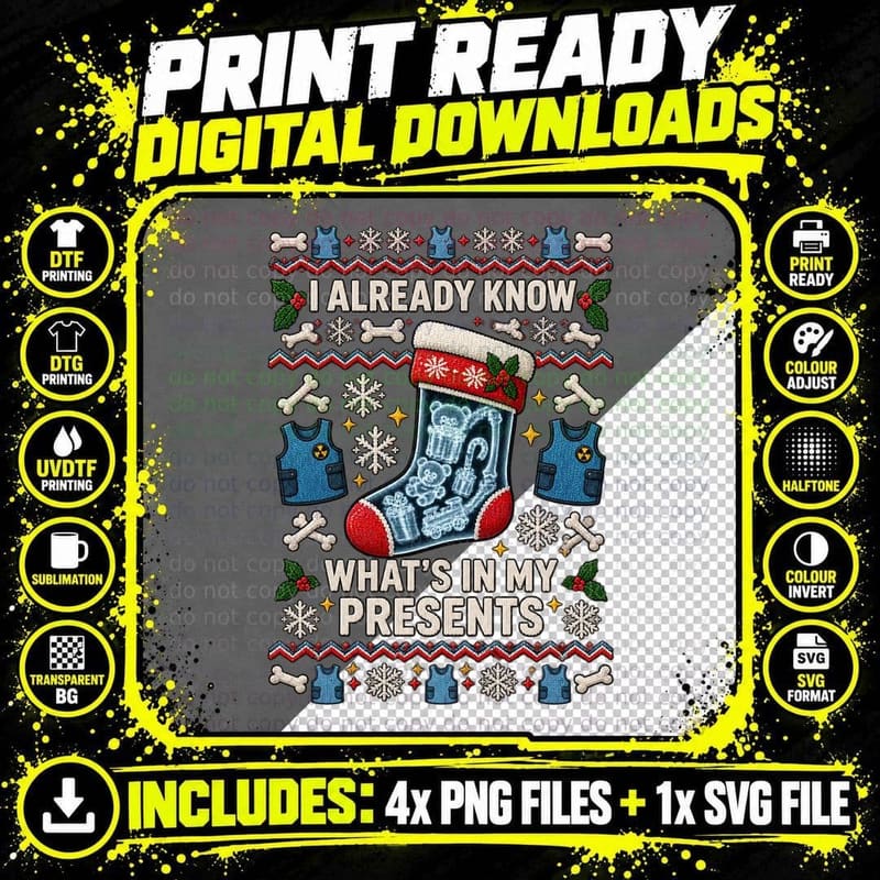 Radiology X Ray Stocking Ugly Sweater Radiographer Png SVG Digital Bundle