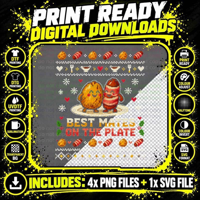 Roast Potato Pig in Blanket Ugly Christmas Sweater Funny Png SVG Digital Bundle
