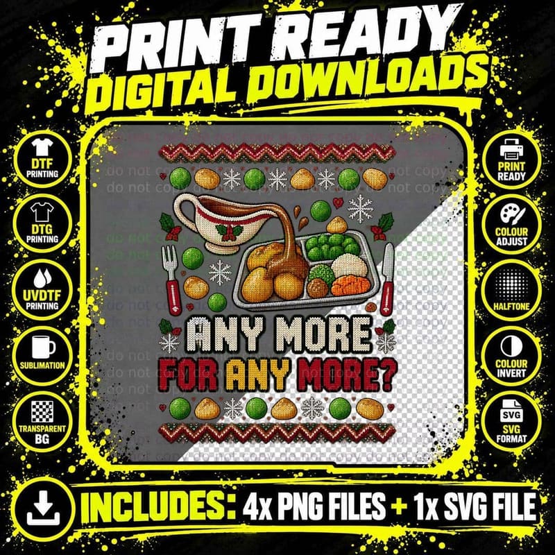 School Dinner Lady Ugly Christmas Sweater Canteen Staff Png SVG Digital Bundle