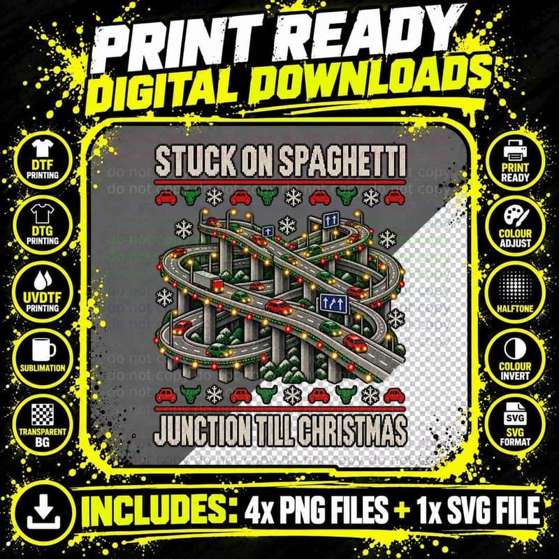 Spaghetti Junction Christmas Ugly Sweater Birmingham Png SVG Digital Bundle