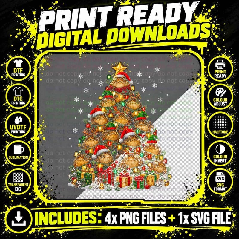 Toad Christmas Tree Santa Hats Cute Toads Funny Animal Png SVG Digital Bundle