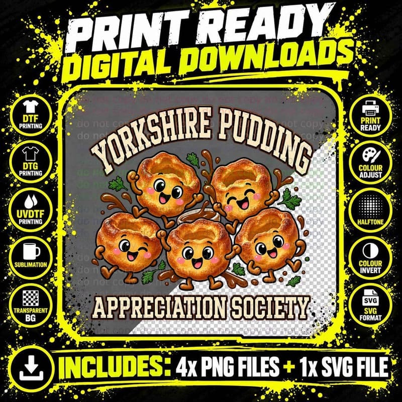 Yorkshire Pudding Appreciation Society Christmas Dinner Png SVG Digital Bundle