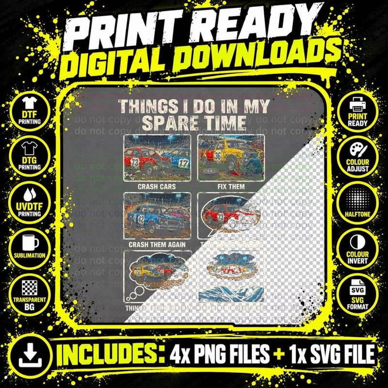 Banger Racing Fan Vintage Oval Track Motorsport Car Png SVG Digital Bundle