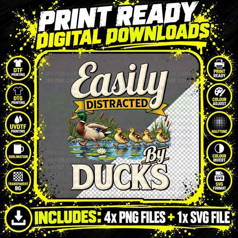 Duck Lover Retro Farmhouse Tee Birdwatching Pond Png SVG Digital Bundle