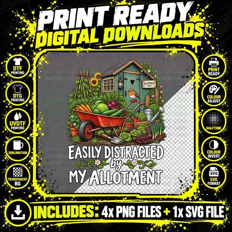 Funny Allotment Gardener Gift Cottagecore Vegetable Png SVG Digital Bundle