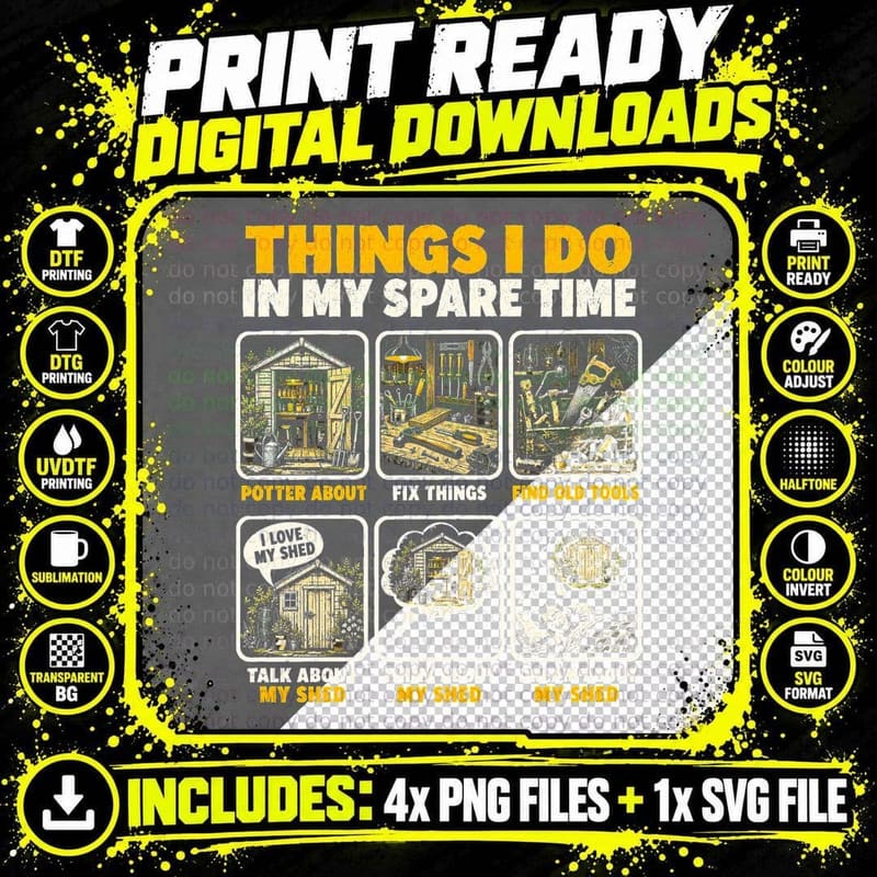 Garden Shed Lover Funny Spare Time Pottering Hobbyist Png SVG Digital Bundle