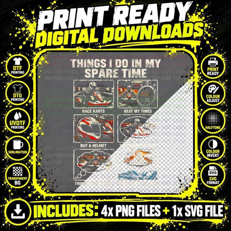 Go Kart Racing Retro Lap Time Karting Motorsport Race Png SVG Digital Bundle
