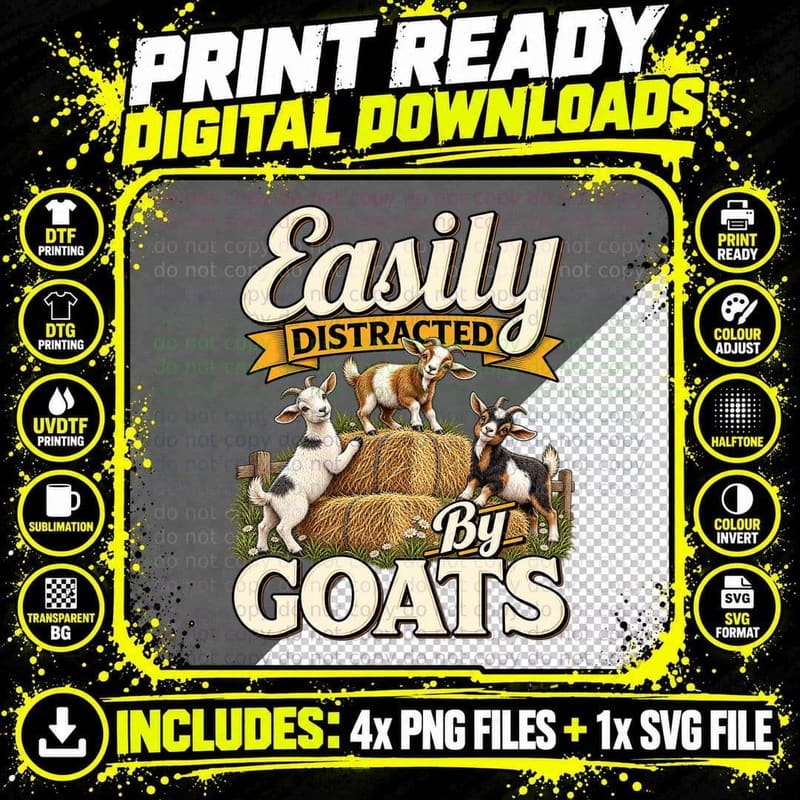 Goat Lover Retro Farmhouse Tee Funny Hay Bale Farm Png SVG Digital Bundle