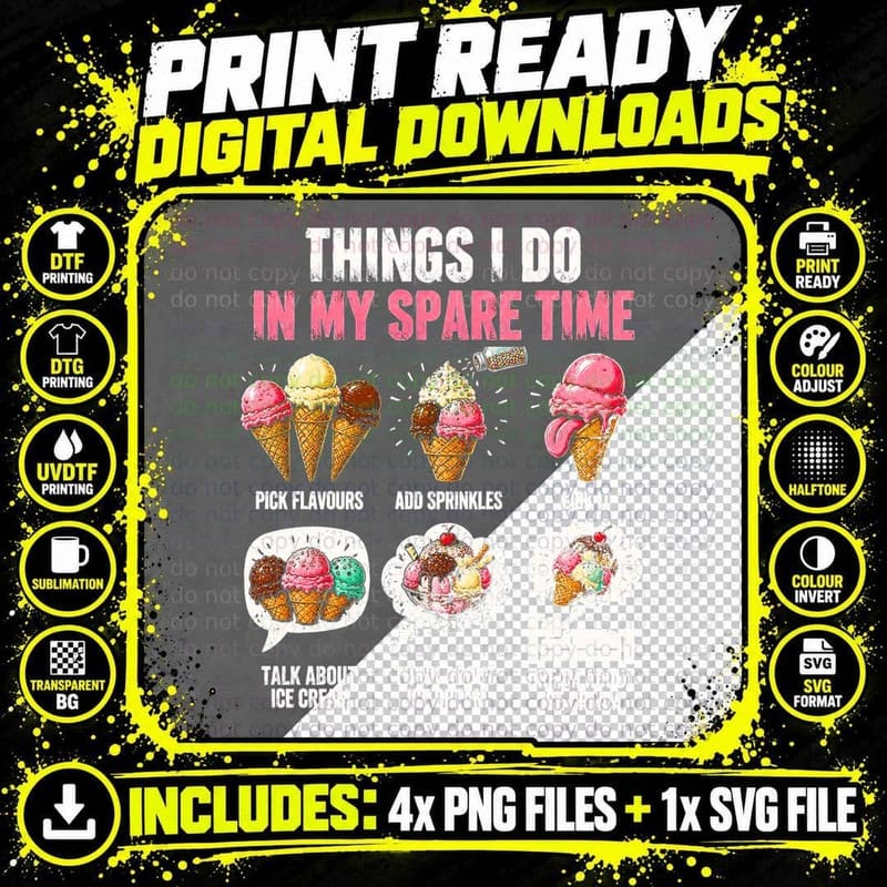 Ice Cream Lover Funny Foodie Humor Retro Food Pun Png SVG Digital Bundle