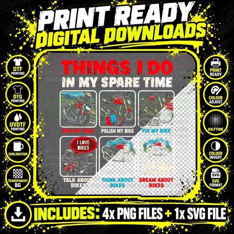 Motorbike Enthusiast Retro Motorcycle Biker Club Rider Png SVG Digital Bundle